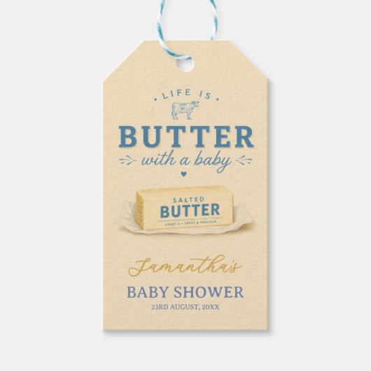 Baby Shower met Boter Leven is Boter Cadeaulabel (Voorkant)