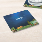 Baby shower met campingthema kartonnen onderzetters (Schuin)