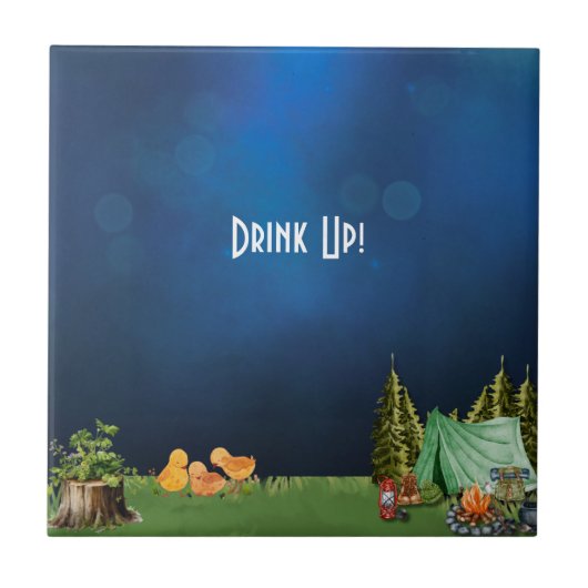 Baby shower met campingthema tegeltje (Voorkant)