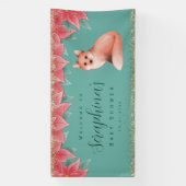 Baby shower met de kerstinsettia Fox Gold Sparkles Spandoek (Verticaal)