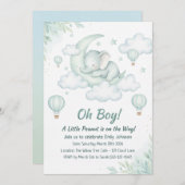 Baby shower met de Sleeping Baby Elephant Kaart (Voorkant / Achterkant)