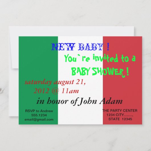 Baby shower met de vlag van Italië Kaart (Voorkant)