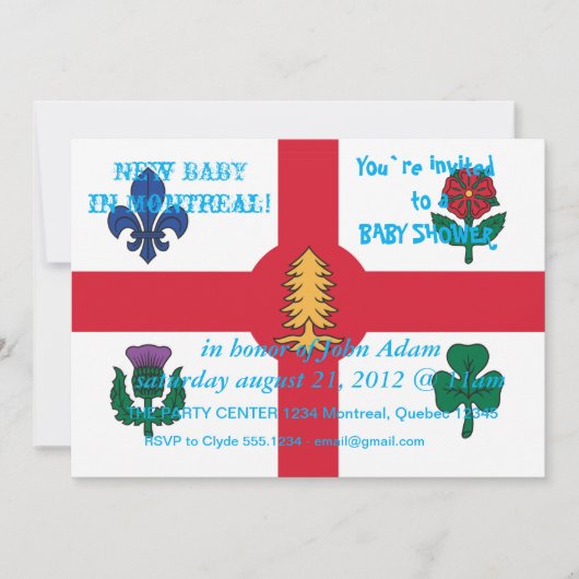 Baby shower met de vlag van Montreal Kaart (Voorkant)