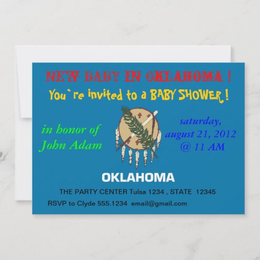 Baby shower met de vlag van Oklahoma Kaart (Voorkant)