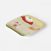 Baby shower met dieren en paraplu papieren bordje (Gebogen)