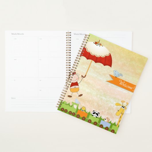 Baby shower met dieren en paraplu planner (Display)