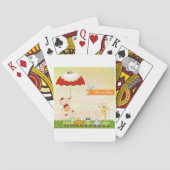 Baby shower met dieren en paraplu pokerkaarten (Achterkant)