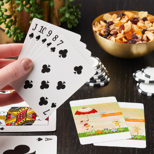 Baby shower met dieren en paraplu pokerkaarten