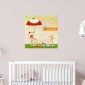 Baby shower met dieren en paraplu poster