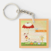 Baby shower met dieren en paraplu sleutelhanger (Voorkant)