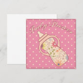 Baby shower met doseerfles roze kaart (Voorkant / Achterkant)