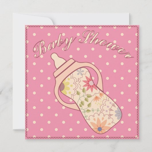 Baby shower met doseerfles roze kaart (Voorkant)
