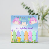 Baby shower met drie platen kaart (Staand voorkant)