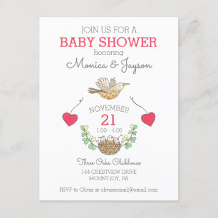 Baby shower met drie platen uitnodiging briefkaart