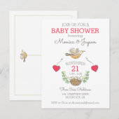 Baby shower met drie platen uitnodiging briefkaart (Voorkant / Achterkant)