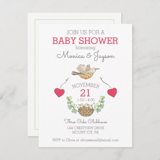 Baby shower met drie platen uitnodiging briefkaart (Voorkant / Achterkant)