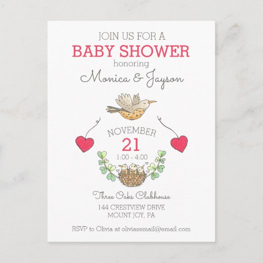 Baby shower met drie platen uitnodiging briefkaart (Voorkant)