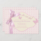 BABY SHOWER met drukletters (BOW/Tint) Kaart (Voorkant / Achterkant)