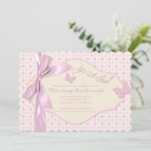 BABY SHOWER met drukletters (BOW/Tint) Kaart (Staand voorkant)