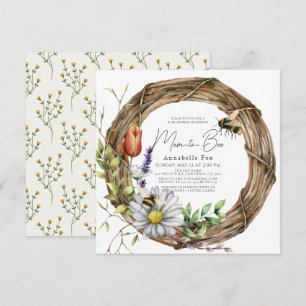 Baby shower met een grote adem van mam tot bijen kaart