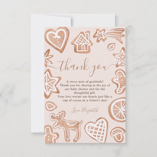 Baby shower met een klein koekjeskoekje voor de wi bedankkaart (Voorkant)