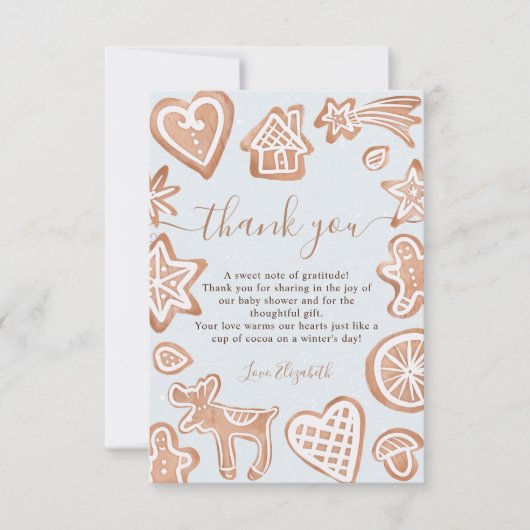 Baby shower met een klein koekjeskoekje voor de wi bedankkaart (Voorkant)