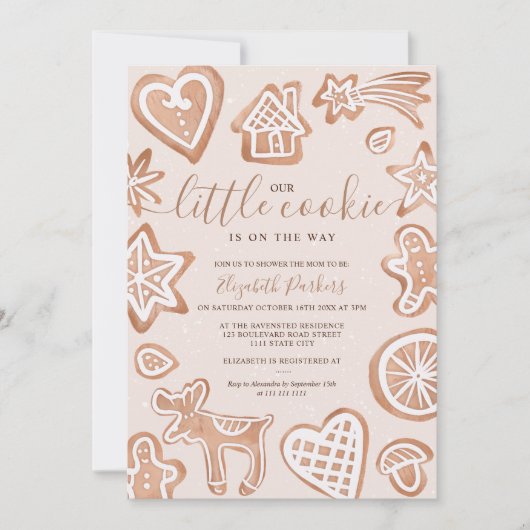 Baby shower met een klein koekjeskoekje voor de wi kaart (Voorkant)