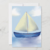 Baby shower met een lieflijk kleine blauwe zeilboo kaart (Achterkant)