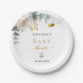 Baby shower met eucalyptusgriep papieren bordje (Voorkant)