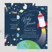 Baby shower met flesje met buitenkant kaart (Voorkant / Achterkant)