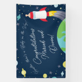 Baby shower met flesje met buitenkant spandoek (Verticaal)