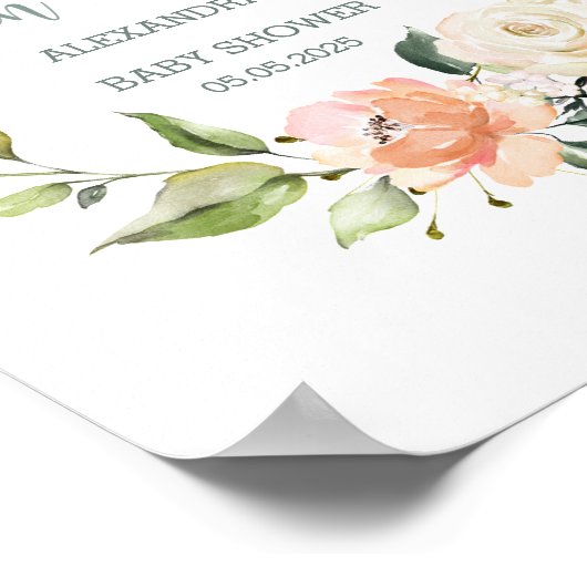 Baby shower met flesjes en bladeren poster (Hoek)