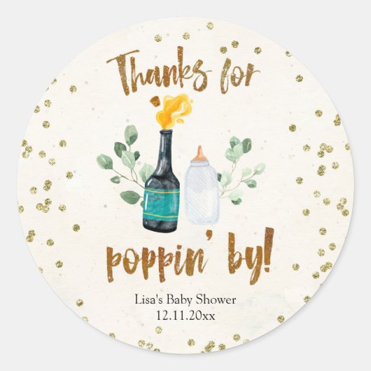 Baby shower met flessen ronde sticker (Voorkant)