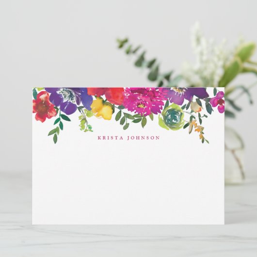 Baby shower met fluitende bloemen bedankkaart (Staand voorkant)