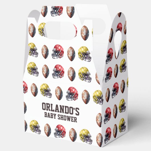 Baby shower met football als thema bedankdoosjes (Geopend)