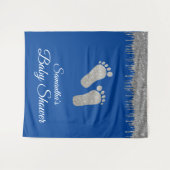 Baby shower met foto-achtergrond - Silver Glitter Wandkleed (Voorkant (horizontaal))