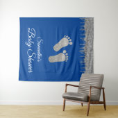 Baby shower met foto-achtergrond - Silver Glitter Wandkleed (In Situ (horizontaal))