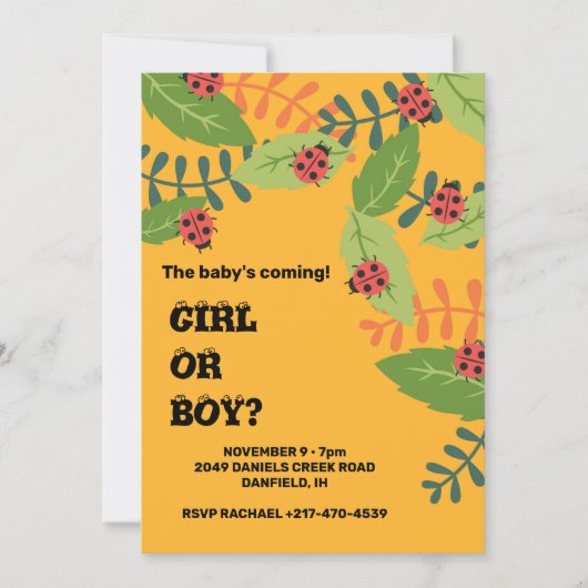 Baby shower met gele damestoornis kaart (Voorkant)