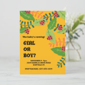 Baby shower met gele damestoornis kaart (Staand voorkant)