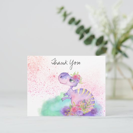 *~* Baby shower met gele draak Baby Girl Bedankkaart (Staand voorkant)