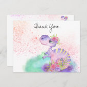 *~* Baby shower met gele draak Baby Girl Bedankkaart (Voorkant / Achterkant)