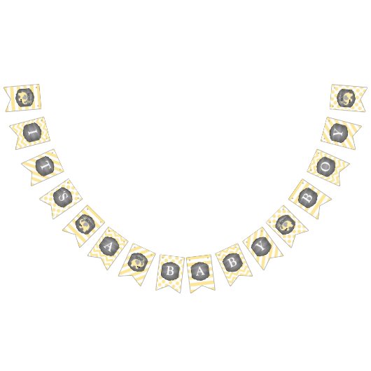 Baby shower met gele olifant Bow-stropdas Vlaggetjes (Alle)