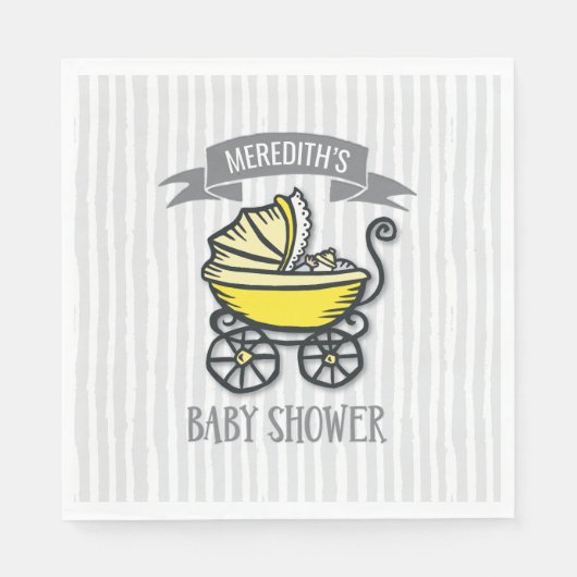 Baby shower met gele thema's servetten (Voorkant)