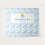 Baby shower met getextureerde blauwe en witte wolk wandkleed (Voorkant (horizontaal))