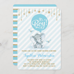 Baby shower met goudblauw Twinkle Star Invite Kaart