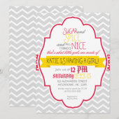 Baby shower met goudchevron, op maat gesneden kaart (Voorkant / Achterkant)