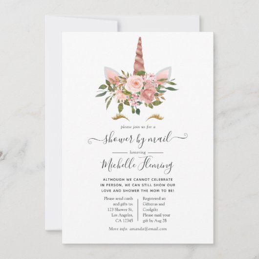 Baby shower met gouden Rozen en blokjes per post Kaart (Voorkant)