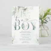 Baby Shower met Groene Decor Kaart (Staand voorkant)