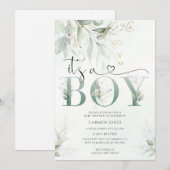 Baby Shower met Groene Decor Kaart (Voorkant / Achterkant)