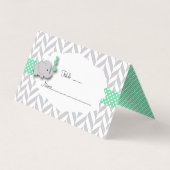 Baby shower met groene en grijze olifant | Kaarten (Achterkant)